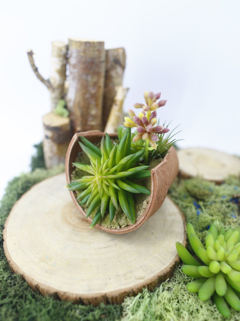 Pottery pot succulents with pointed leaves / realistic planting / succulents / home decoration / gifts - Plants - Other Materials 