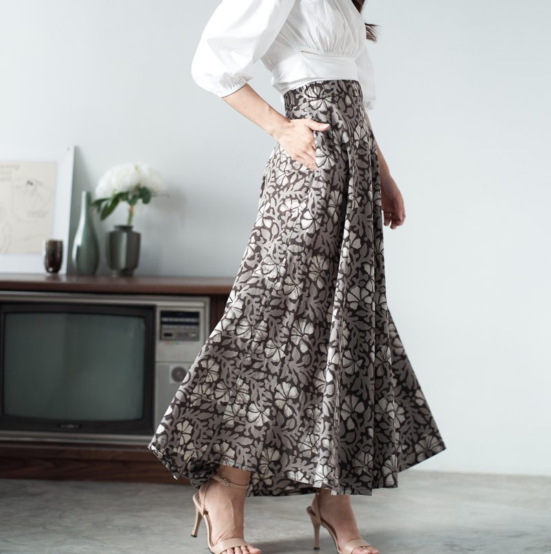Natural Cotton Skirt Maxi Skirt Summer Long Cotton Skirt - Brown - Skirts - Cotton & Hemp Brown
