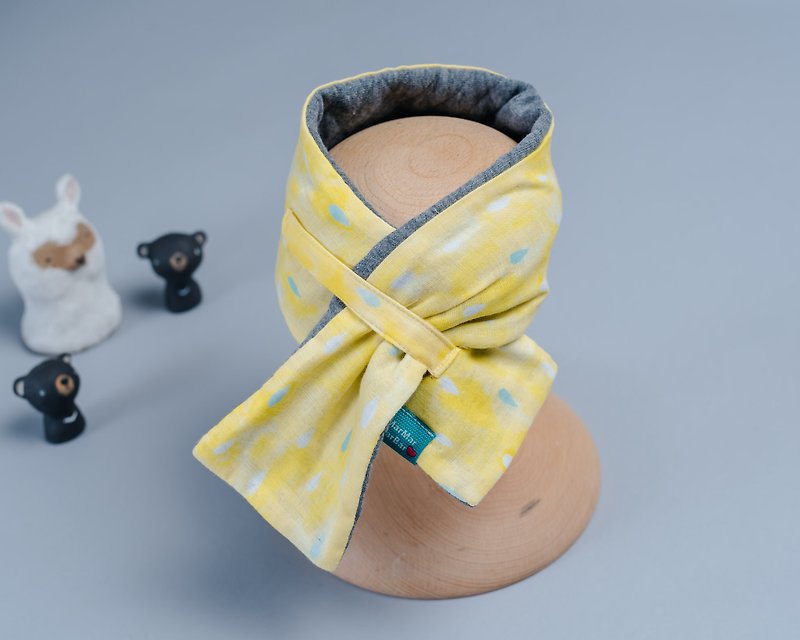 鋪棉脖圍圍巾(58-74cm)-自然13-紗 脖圍 兒童 親子 圍巾 手作 - 其他 - 棉．麻 黃色