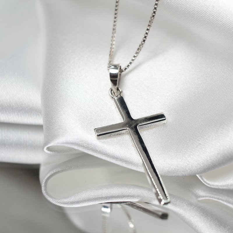 【SWS飾品】十字架純銀項鍊 鎖骨鍊 福音 基督教 受洗禮物 - 項鍊 - 純銀 銀色