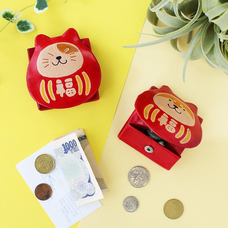 【Popular pre-order】Animal tumbler leather coin purse (two types) 11919001095 - Coin Purses - Genuine Leather Red
