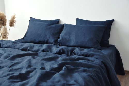 True Things Navy linen duvet cover / Softened linen / Comforter cover / Quilt cover