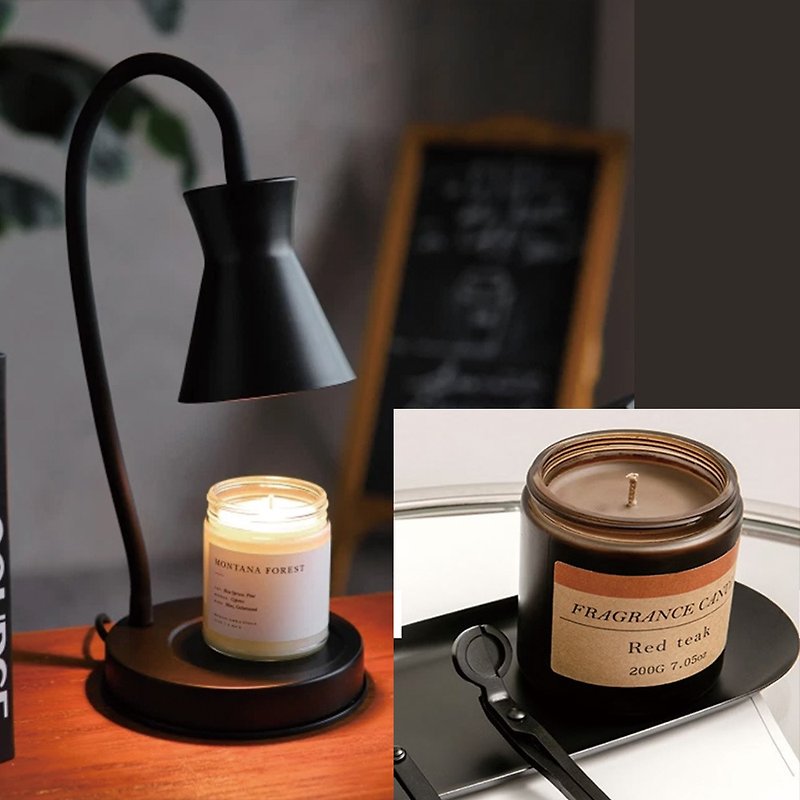 FUNDAY black Nordic style adjustable hose log melting candle lamp + handmade scented candle optional - เทียน/เชิงเทียน - วัสดุอื่นๆ ขาว