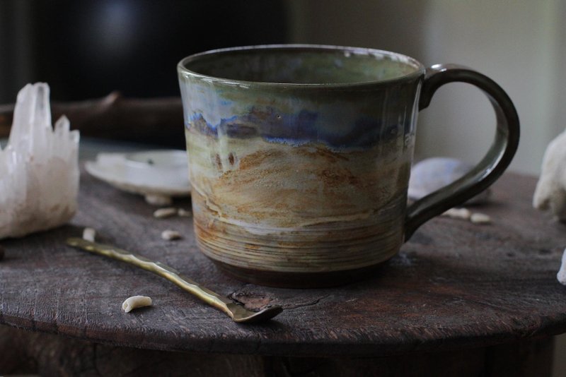 Mirage City Scene Hand-pulled Broken Ceramic Cup/Coffee Cup/Mug - แก้วมัค/แก้วกาแฟ - ดินเผา หลากหลายสี