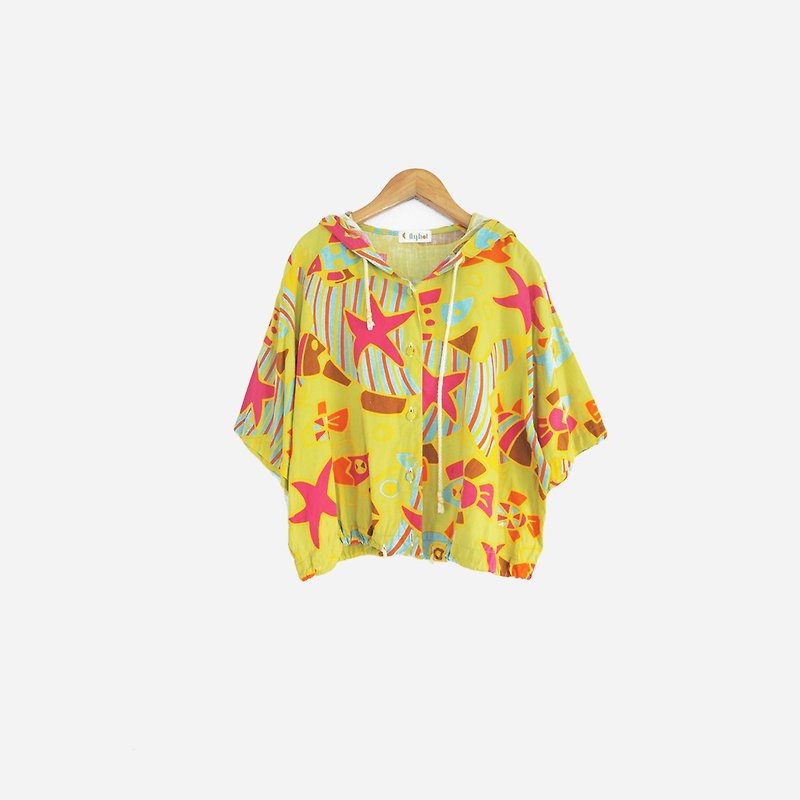Dislocation vintage / marine creature hooded shirt no.783 vintage - Women's Tops - Cotton & Hemp Yellow