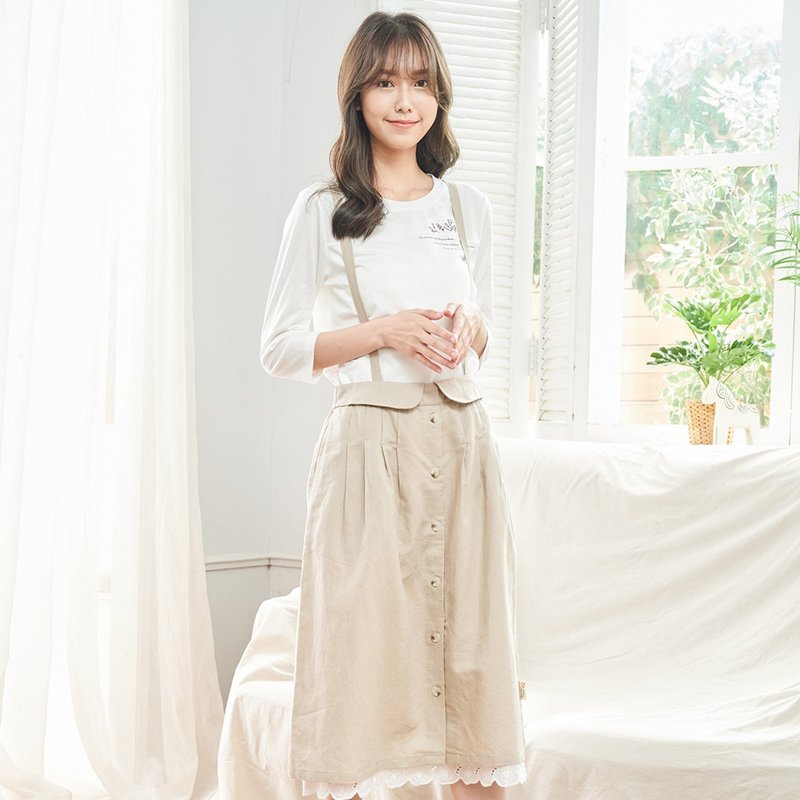 Hana Mokuba sweet elastic back layered lace-breasted slip dress - Skirts - Other Materials 