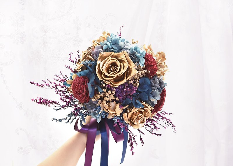 Happy golden rose bouquet dry flower does not wither flower bouquet wedding new year wedding bride teacher - Dried Flowers & Bouquets - Plants & Flowers Gold