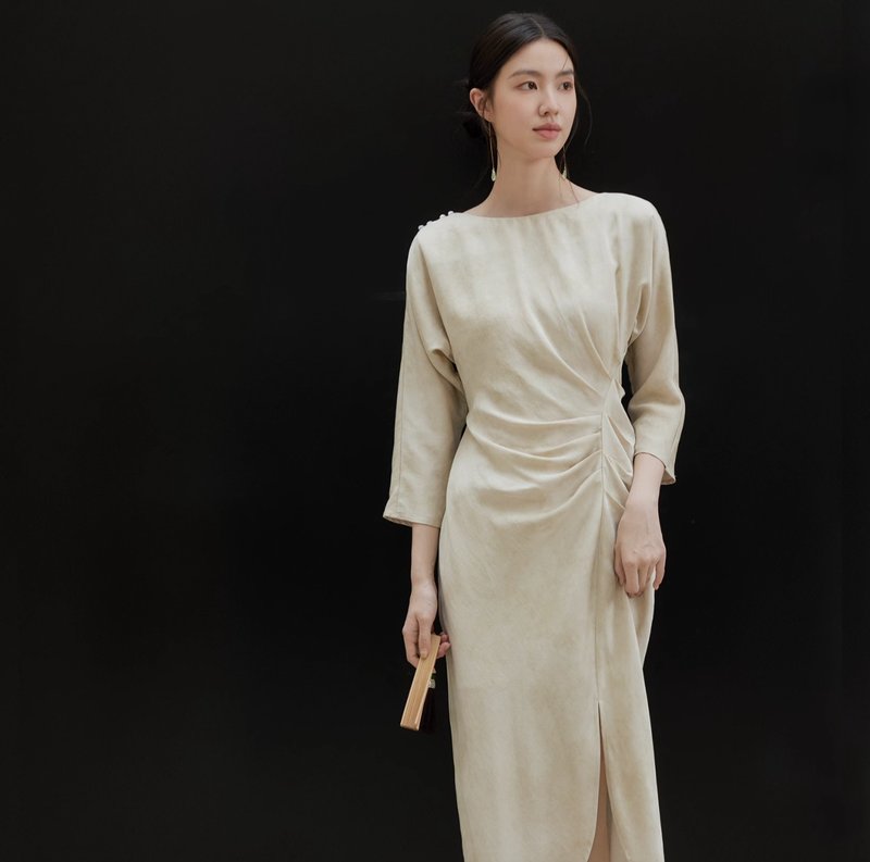 Oriental style Tencel drapey new Chinese style dress - ชุดเดรส - วัสดุอื่นๆ 