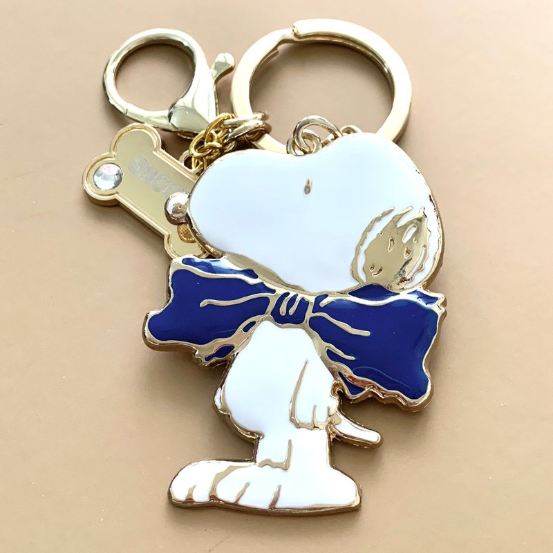 寶藍Snoopy 史努比鑰匙圈吊飾 金工琺瑯藍色史奴比狗狗 - 鑰匙圈/鑰匙包 - 琺瑯 藍色