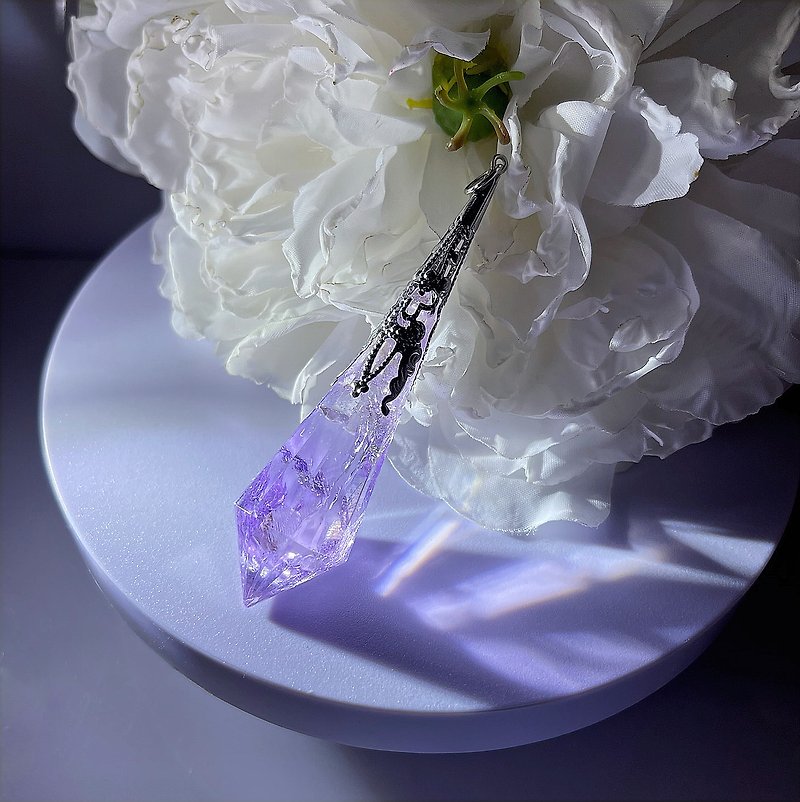 Natural Amethyst Ametrine Pendulum Necklace Energy Healing Pendant - Necklaces - Crystal Purple