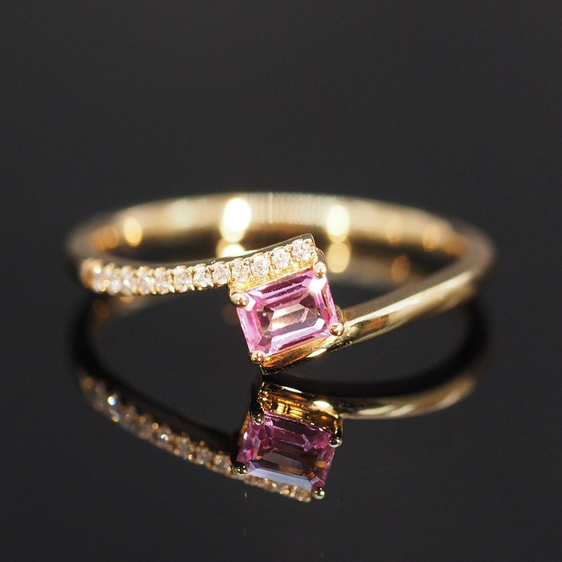 18K Gold The Pink Sapphire Diamond Swirl Ring - แหวนทั่วไป - เครื่องประดับ 