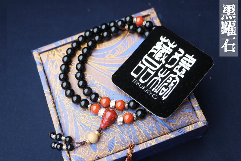 黑曜石手鍊 8mm圓珠 南紅瑪瑙 串珠設計 黑曜石飾品 穿搭典雅佛珠 - 耳環/耳夾/耳骨夾 - 寶石 