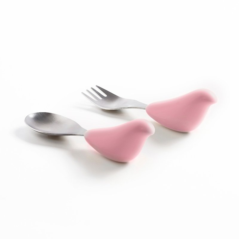 PICABOO learning tableware-fork and spoon set - จานเด็ก - โลหะ สึชมพู