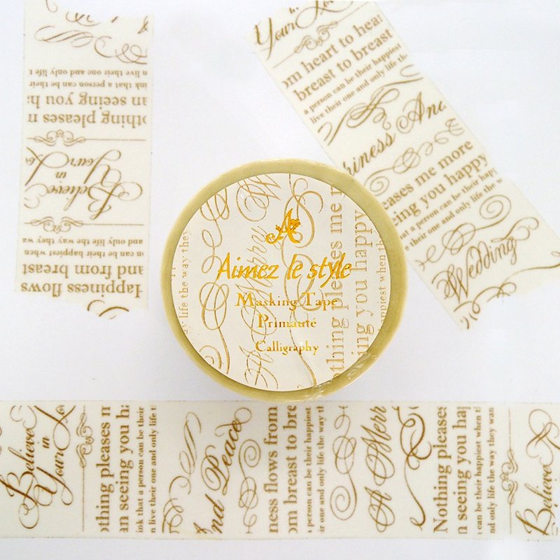 Aimez le style紙膠帶-書寫體文<A01337> - 紙膠帶/和紙/PET - 紙 多色