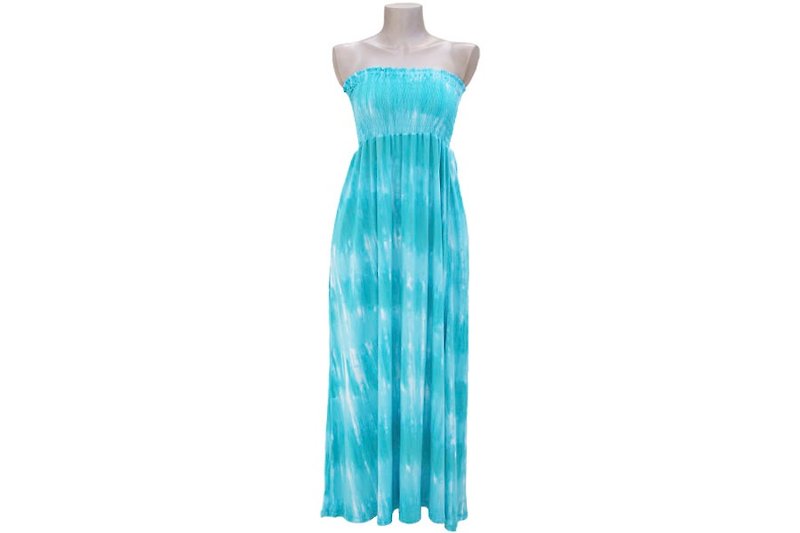 New! Tie Dye tube top long dress <Shiminto> - ชุดราตรี - วัสดุอื่นๆ สีน้ำเงิน