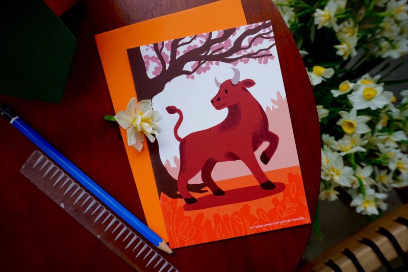 12 Chinese Zodiac Retro Printing Card-Cow - Cards & Postcards - Paper 