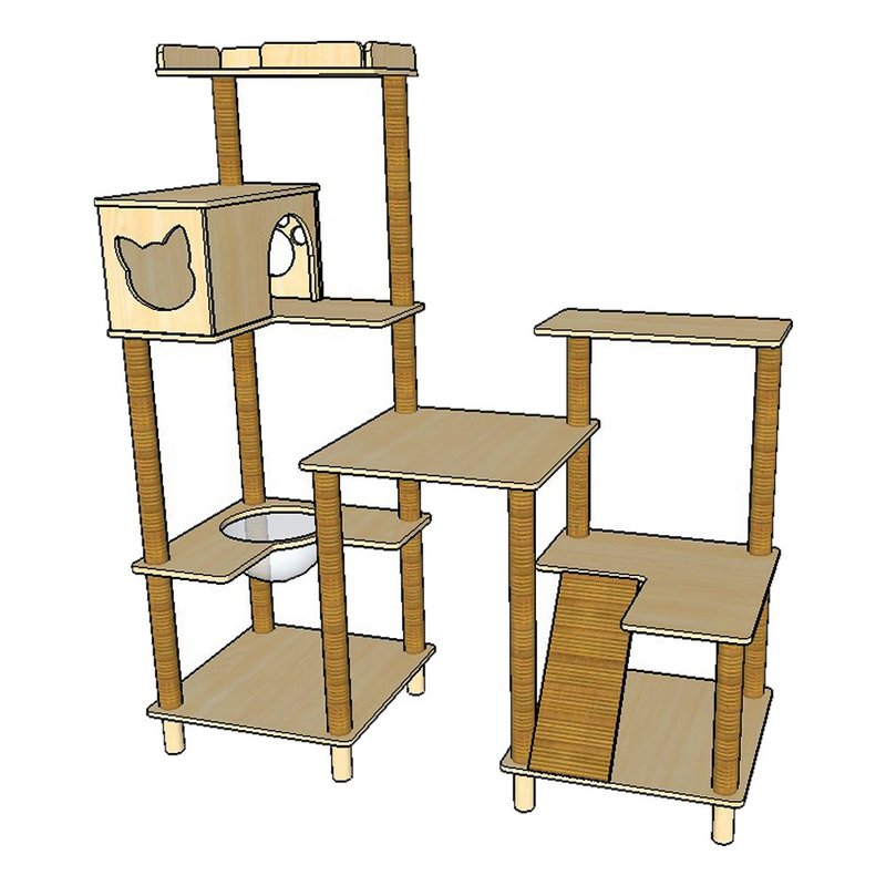 【MOMOCAT】R611 Flagship Pinle Cat Jumping Platform - Scratchers & Cat Furniture - Wood 