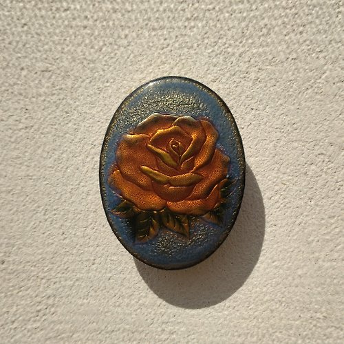 hinakuro Enamel 日本傳統工藝品 景泰藍琺瑯胸針 黃玫瑰 豪華禮物