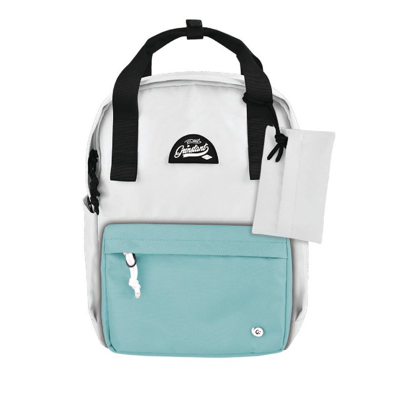 Grinstant Mix and Match Detachable 13" Backpack - Black and White Series (White with Light Blue) - Backpacks - Polyester White