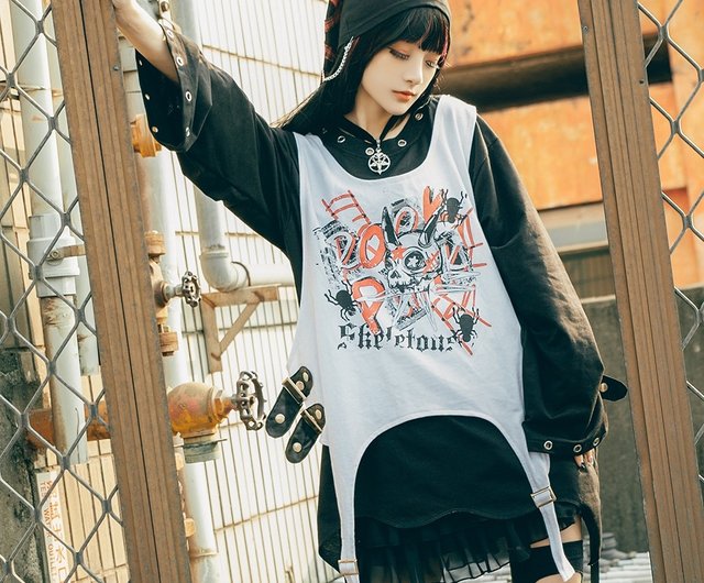 トップス 00s Vkei punk noice black T-shirt トップス 00s Vkei punk noice black T-shirt Visual Kei Mens