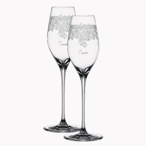 MSA玻璃雕刻 (一對價)300cc【德國Spiegelau婚禮專用】文藝白金水晶香檳對杯