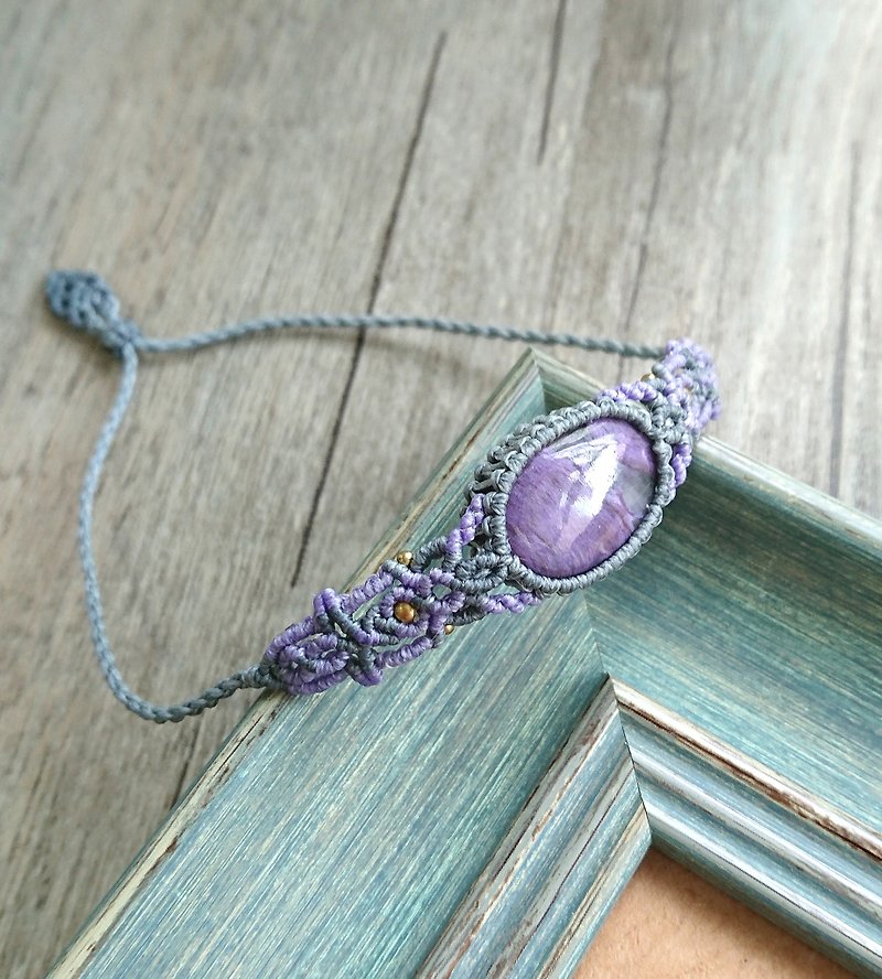 Misssheep-H64-South American wax woven purple dragon crystal brass bead bracelet - สร้อยข้อมือ - วัสดุอื่นๆ สีม่วง