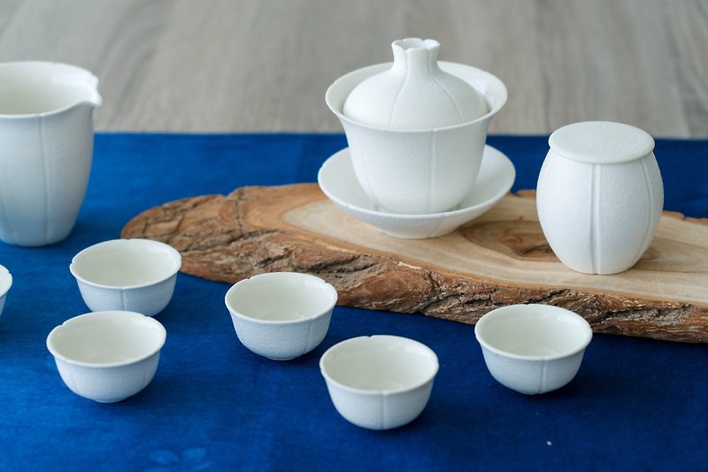 Snowflake Covered Bowl Set_with Covered Bowl_Tea Sea_Water Bowl_Six Cups_Tea Warehouse - Other Furniture - Porcelain 