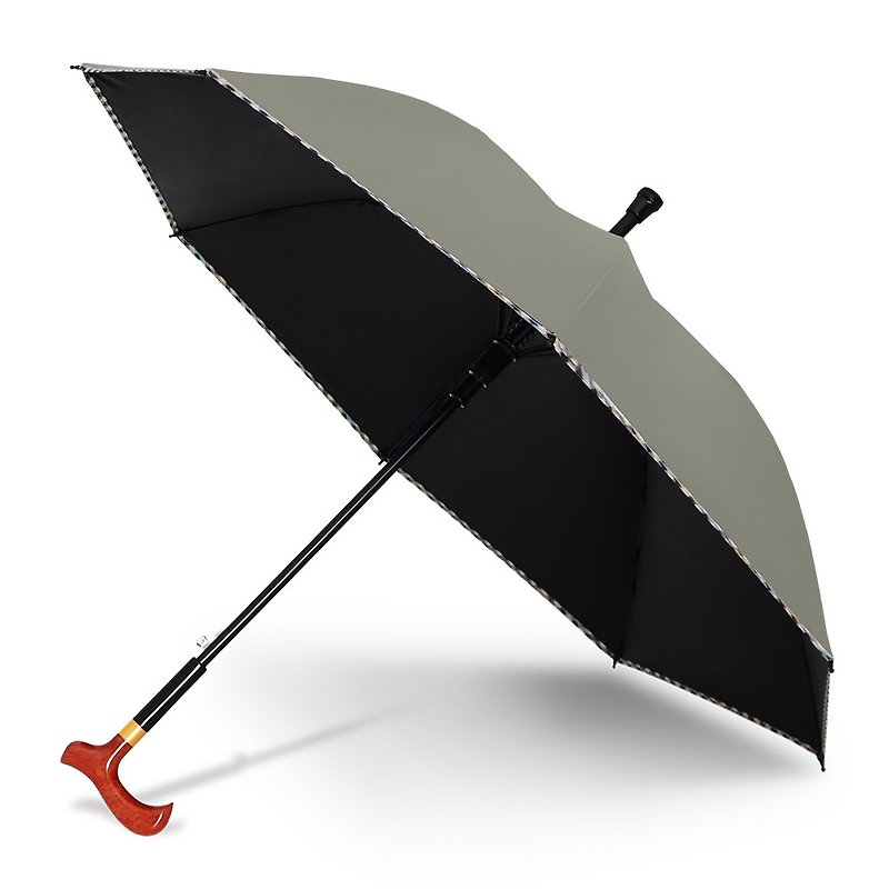 双竜無地チェック柄エッジ英州ブラック冷却レジャー傘自動直立傘 (ロックグレー) - 傘・雨具 - 防水素材 グレー
