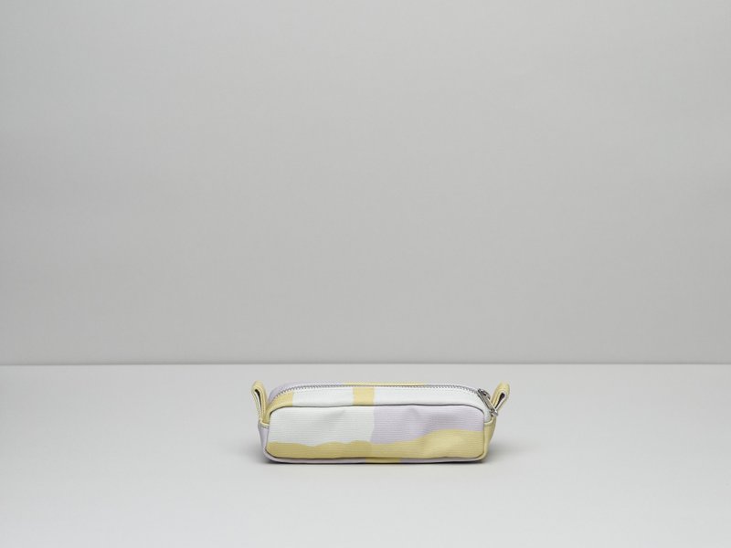 Pure cotton canvas pencil case / waterproof paint yellow purple - Pencil Cases - Cotton & Hemp Yellow