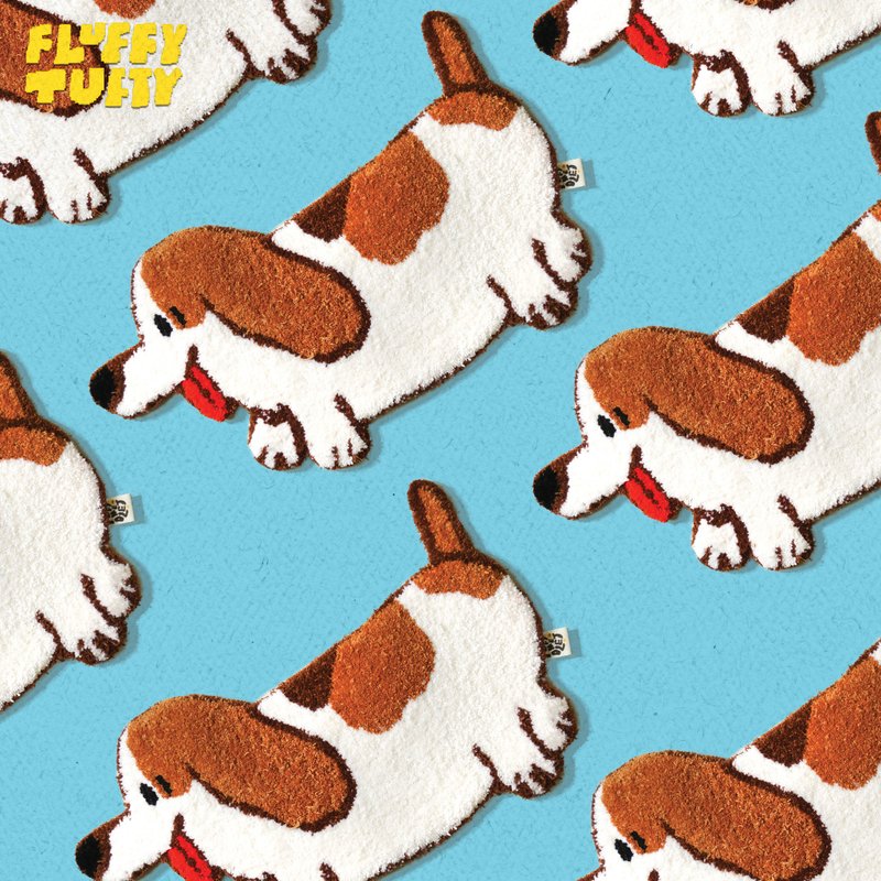 MADE TO ORDER - BASSET HOUND FLUFFY TUFTY RUG - 地墊/地毯 - 其他材質 咖啡色
