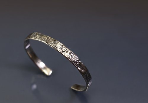 Maple jewelry design 特殊質感系列-不規則線條開口925銀手環