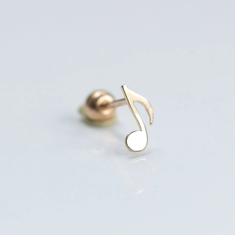 14K Eighth Note Bead Earrings (Single) - Earrings & Clip-ons - Precious Metals Gold