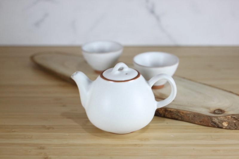 [Christmas Gift Box] Pure white matte glaze Honmaru tea set, one pot and two cups, work by the famous Ye Minxiang - ถ้วย - เครื่องลายคราม 