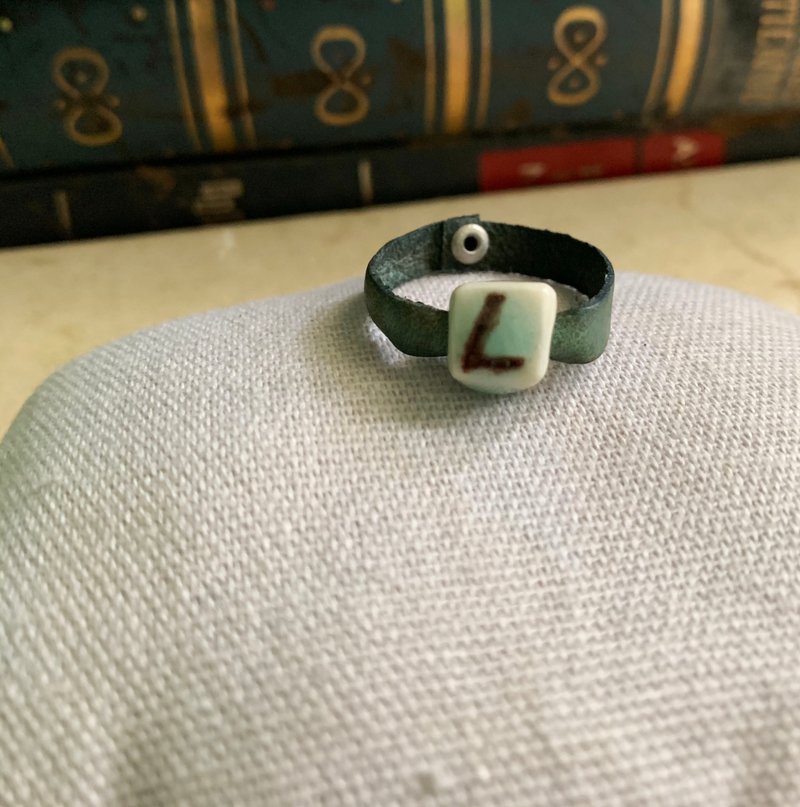 Ring Japanese white porcelain, natural glaze color, infinite color, real leather letter series - General Rings - Porcelain 
