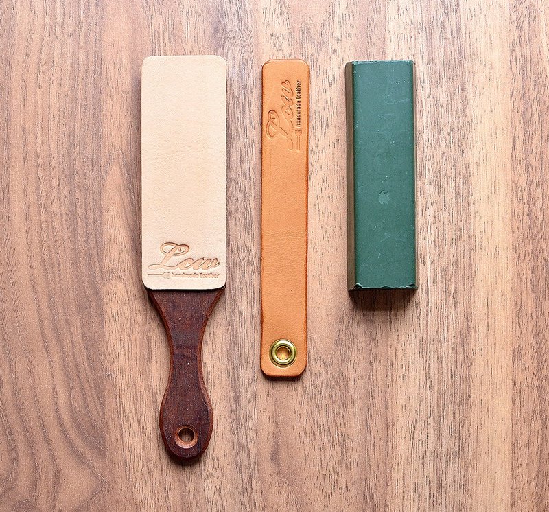 Leather Paddle Strop Double-sided Leather Paddle Strop / Clay Strop Combination Offer - Leather Goods - Genuine Leather Orange