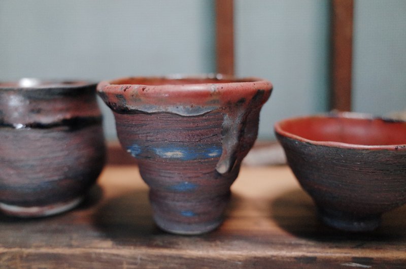 トレーストレース（小さなカップ-レッドとブルー2） - 花瓶・植木鉢 - 陶器 レッド