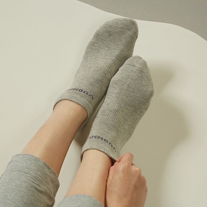 抗菌足弓短襪1雙-迷霧灰 - 襪子 - 棉．麻 灰色