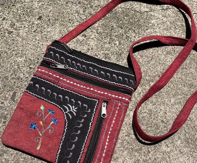 ハンモックバック　刺繍　ネイビー×パープル サパティスタ 刺繍ハンモックバッグ☆ネイビー