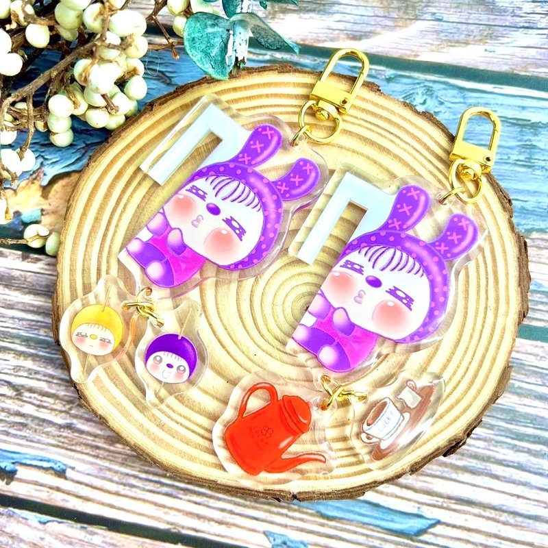 [Lucky Purple Baby] Lucky Purple Baby Round Cup Yuanzi Pendant | Two Types - ตุ๊กตา - อะคริลิค สีม่วง