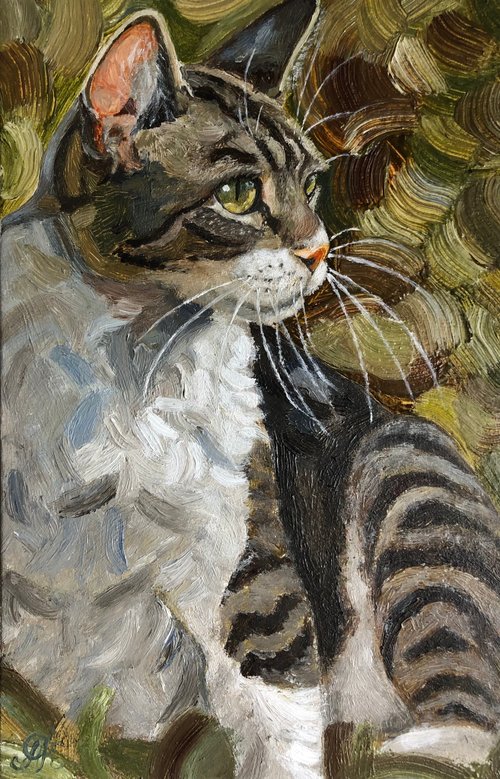 油絵　油彩画　猫　オリジナル 油絵 油彩 猫 オリジナルの通販 by MB's shop｜ラクマ