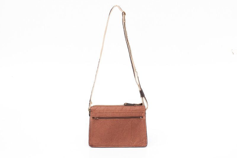Vegan Leather Crossbody Bag - Messenger Bags & Sling Bags - Plants & Flowers Brown