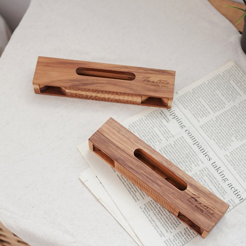 [Boyfriend Gift/Free Shipping] Natural Teak Phone Amplifier Holder-Stripes│B Type - Phone Stands & Dust Plugs - Wood Brown