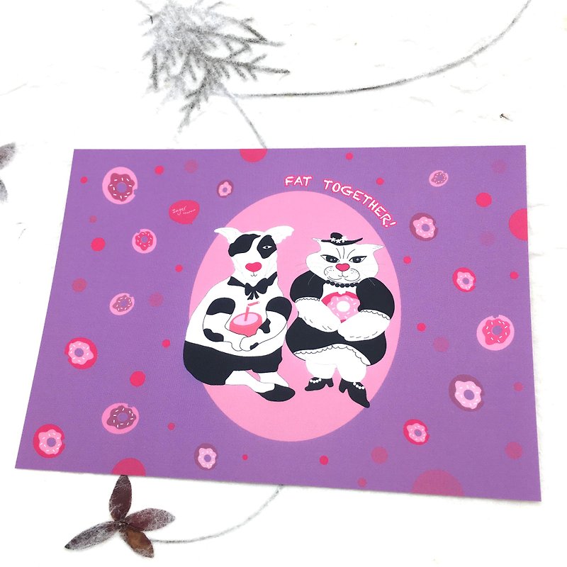 [Meows and dogs get fat together] Postcard - การ์ด/โปสการ์ด - กระดาษ สีม่วง