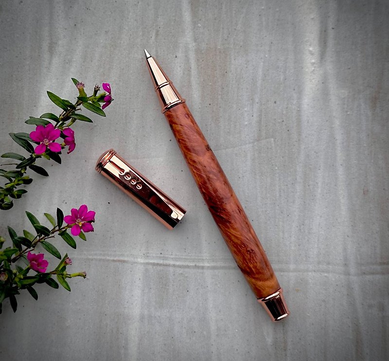 Burmese rosewood ballpoint pen (Rose Gold) - ไส้ปากกาโรลเลอร์บอล - ไม้ 