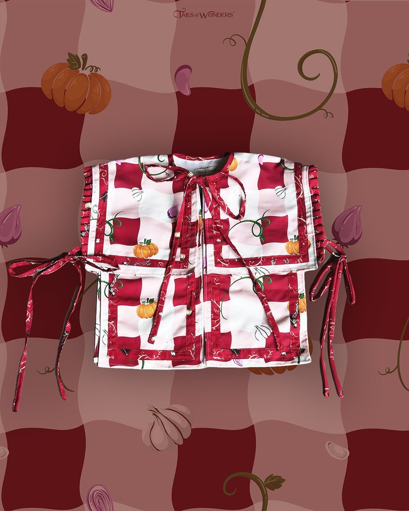 Bawang Merah Bawang Putih Canvas Vest - เสื้อกั๊กผู้หญิง - วัสดุอื่นๆ สีแดง