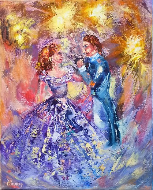 Original oil painting artist Svinar Oksana Oil Painting Loving Dance Woman Man Love Light Art Original Artist Svinar Oksana