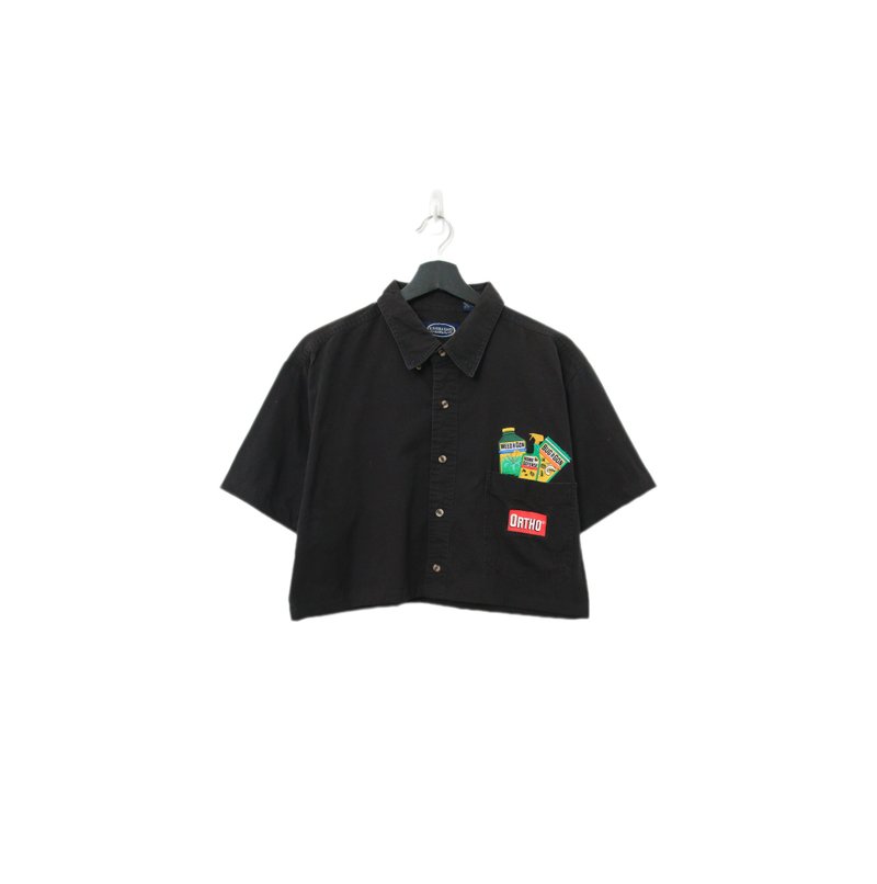 Back to Green-再製刺繡短板襯衫 除蟲圖騰 ds-21//vintage shirt - 女襯衫 - 棉．麻 
