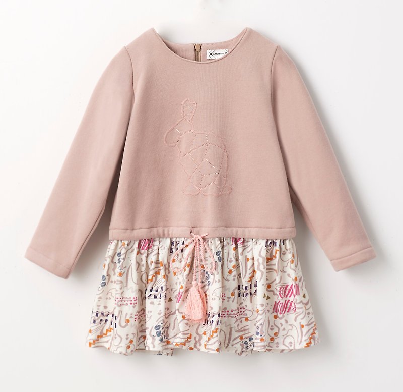 Pink Bunny embroidered dress - อื่นๆ - ผ้าฝ้าย/ผ้าลินิน สึชมพู