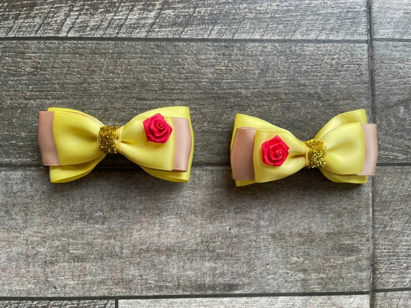 2 pieces Ribbon hair clip pricess collection Belle - Hair Accessories - Other Materials 