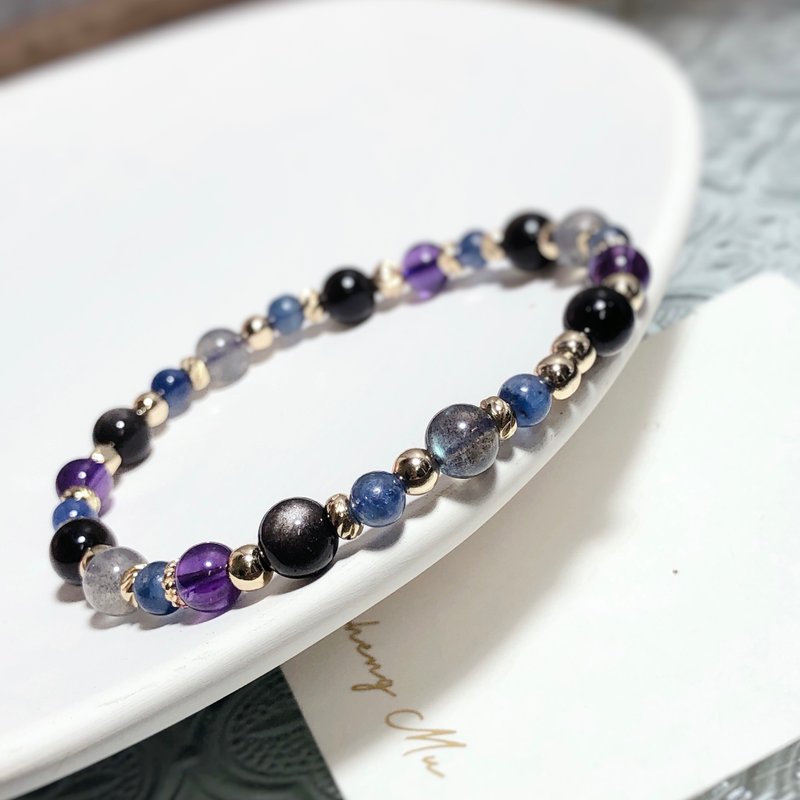 Silver Stone, Stone, Labradorite, Amethyst Natural Stone Bracelet - สร้อยข้อมือ - เครื่องประดับพลอย 